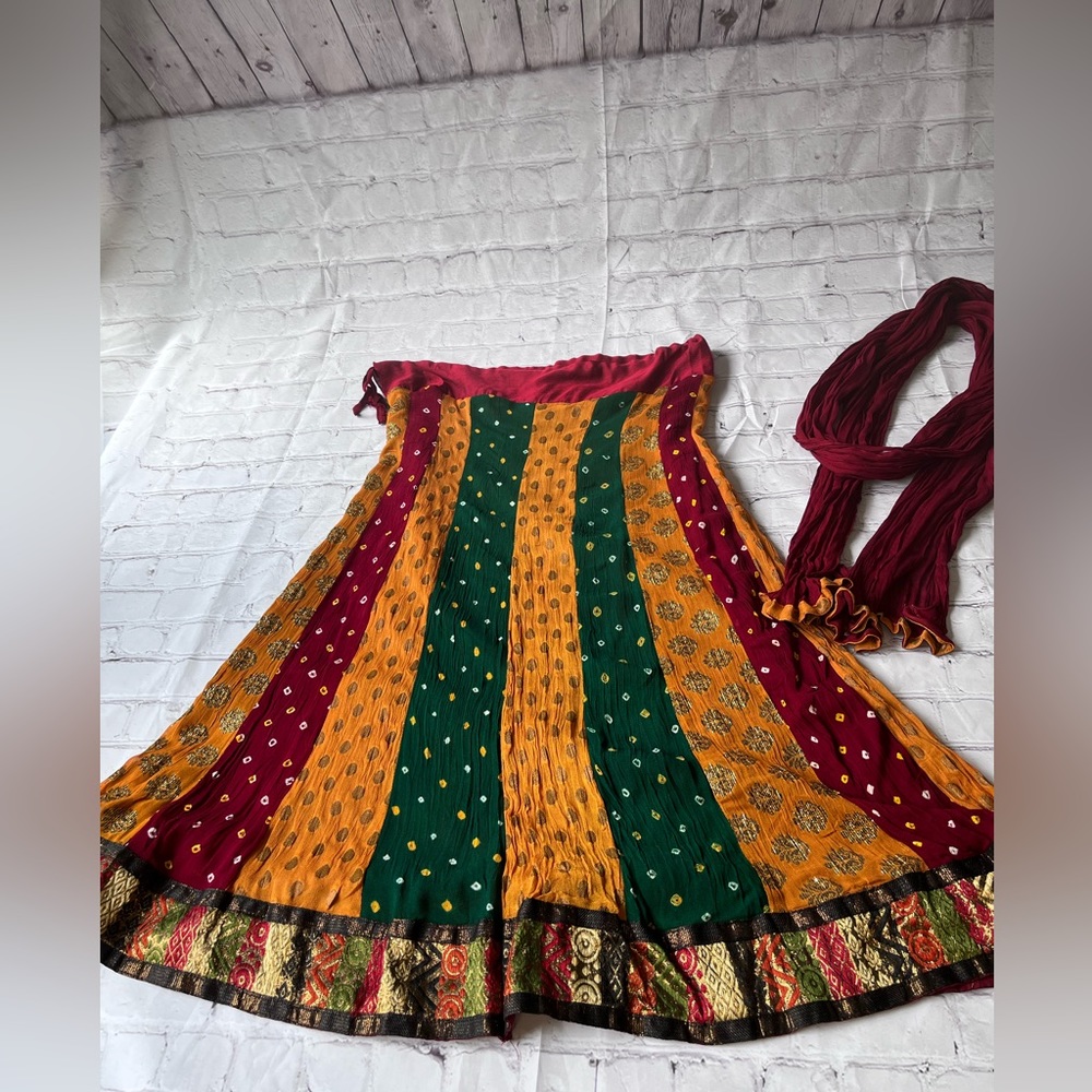 Multi-Colored Traditional Lehenga with Dupatta - Small Size